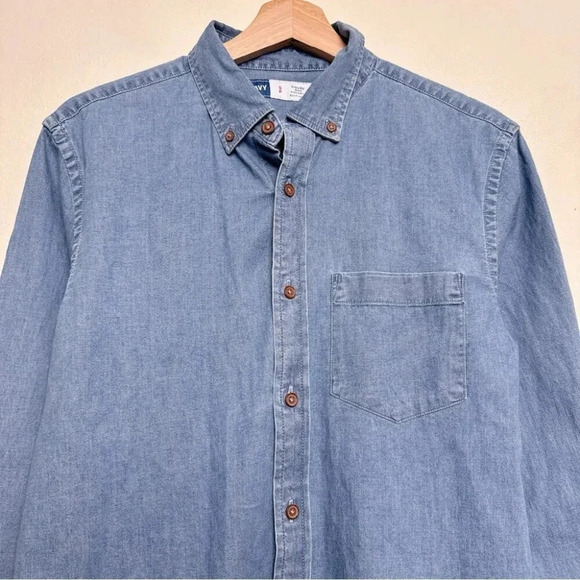 Old Navy Mens Small Chambray Everyday Button Shirt - Picture 3 of 13